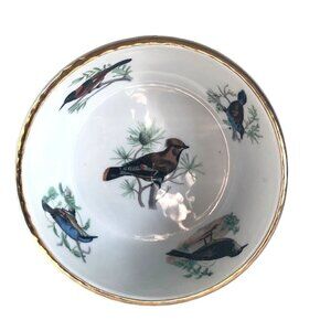 Lourioux Le Faune Birds Round Serving Bowl Casserole Baking Dish France 6.5"